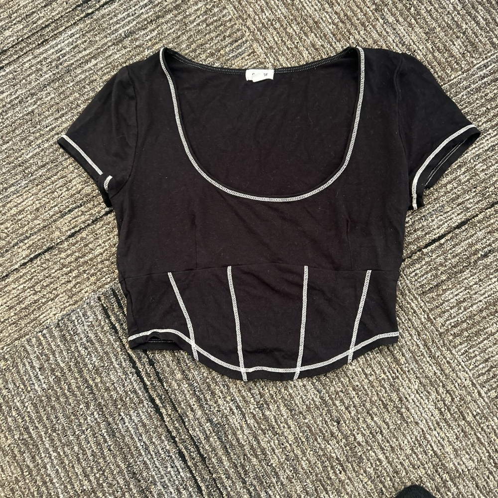 Garage Black Tee with White Embroidery